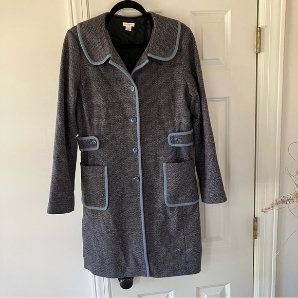 Halogen Jackets & Blazers - EUC Women's Halogen Blue & Brown Lined Wool Peacoat (Large)